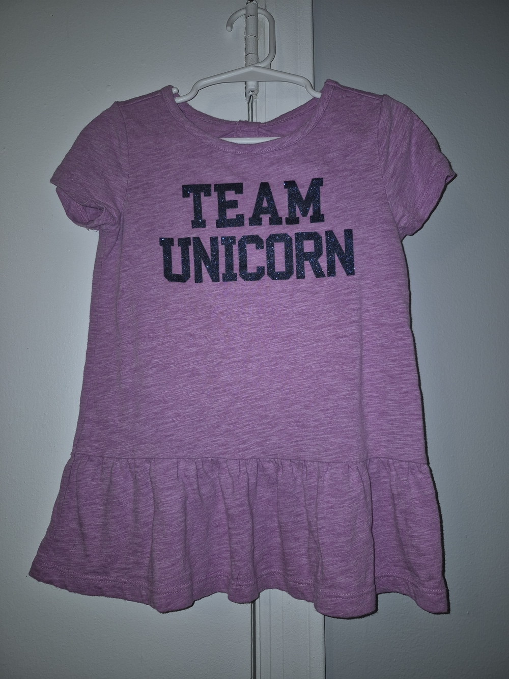 OshKosh 4T Team Unicorn Purple Girls' Ruffle-Hem Tee
